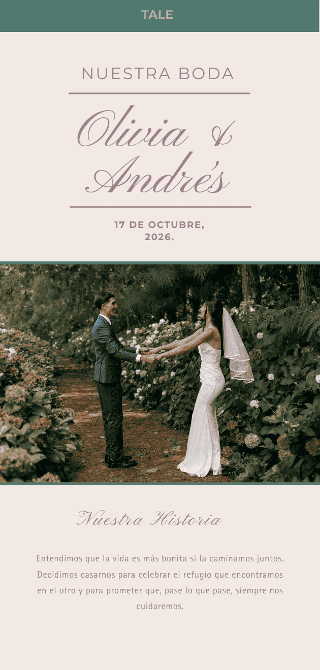Portada de invitación de boda con foto de pareja