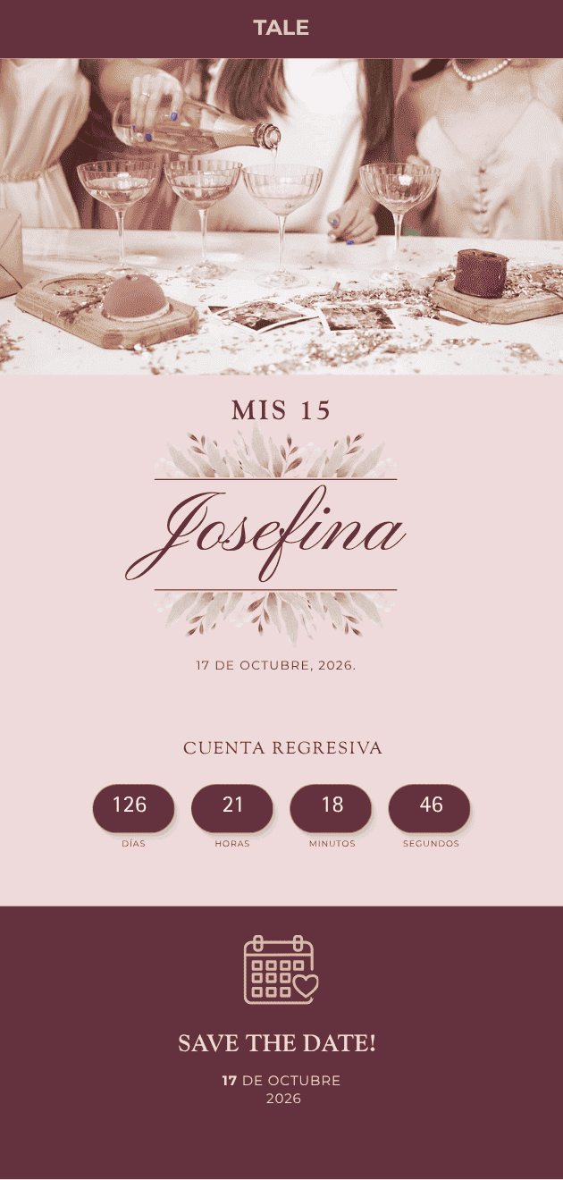 Portada de invitación de cumpleaños con contador de tiempo